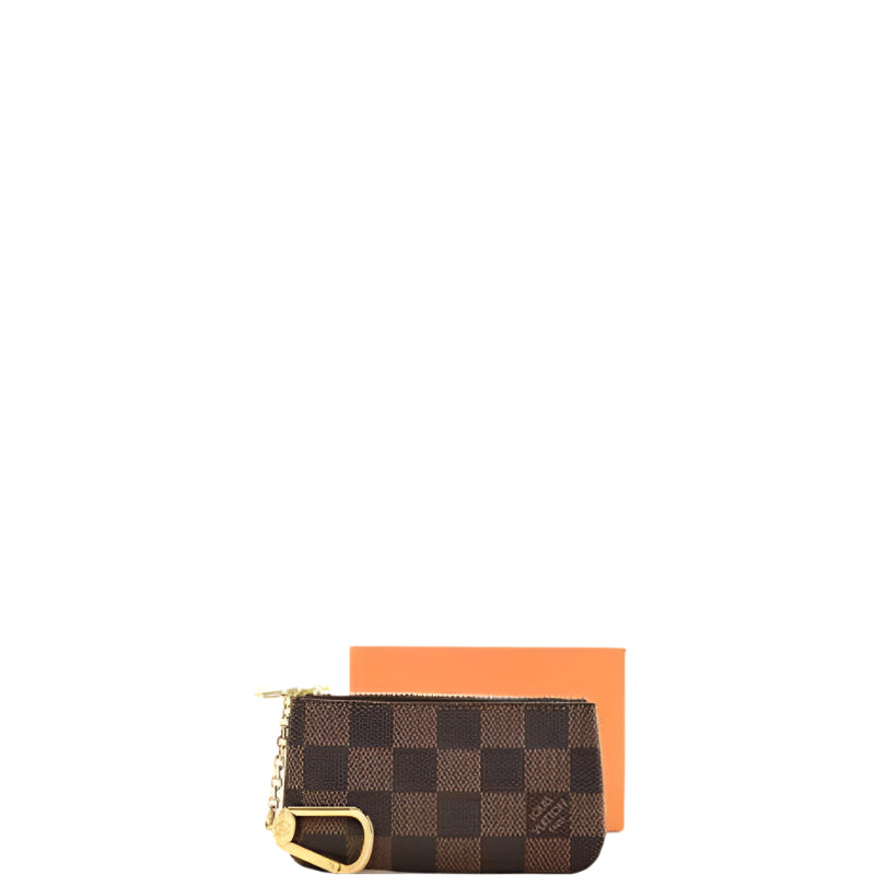 Damier key case charm brown new