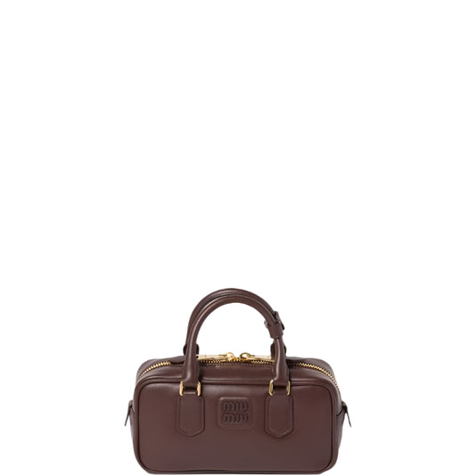 Small Arcadie leather bag dark chocolate new
