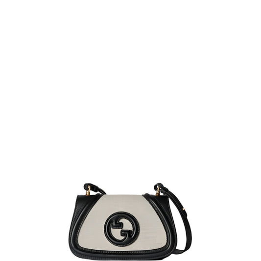 Blondie Small shoulder bag natural-colored linen and cotton canvas black New