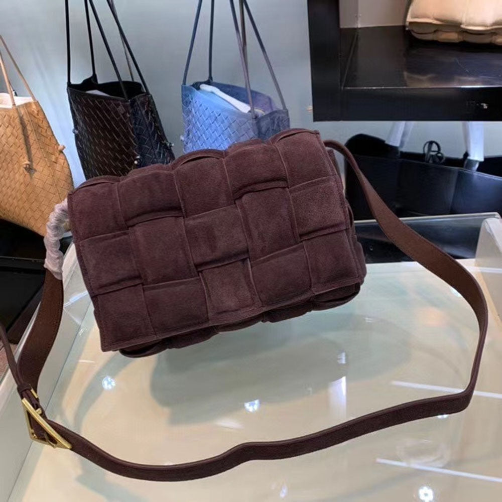 Suede Shoulder Bag Dark Brown