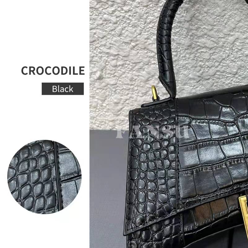 Handbag Crocodile Embossed Black