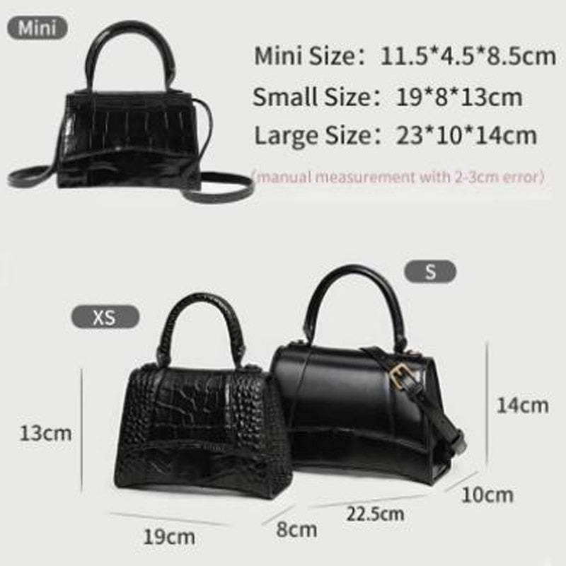 Handbag Crocodile Embossed Black