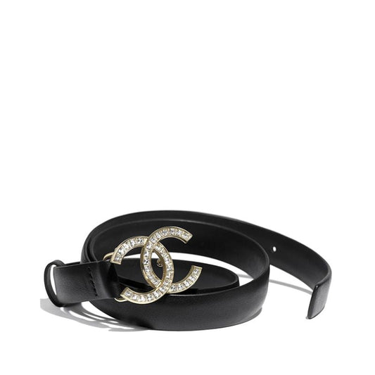 Designer Crystal Buckle  Belt Black