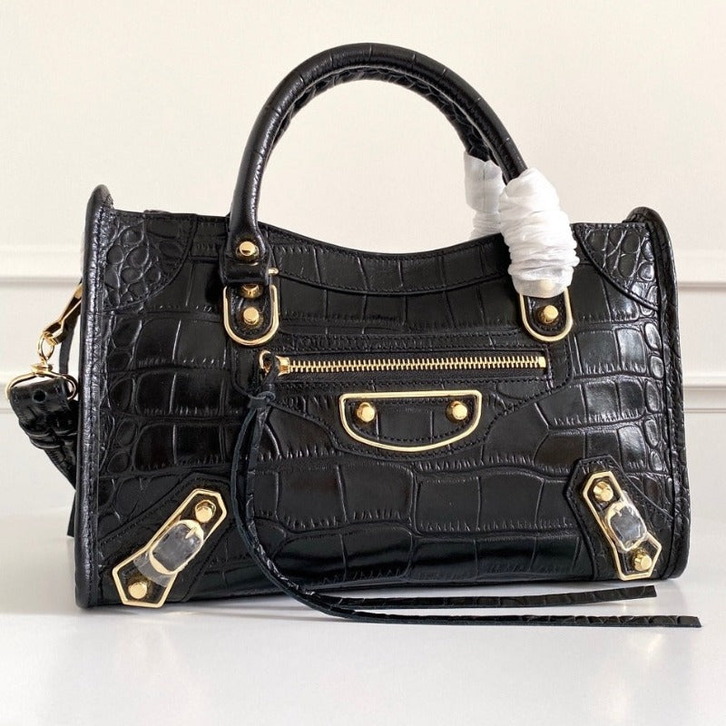 Mini City Crocodile Handbag Black