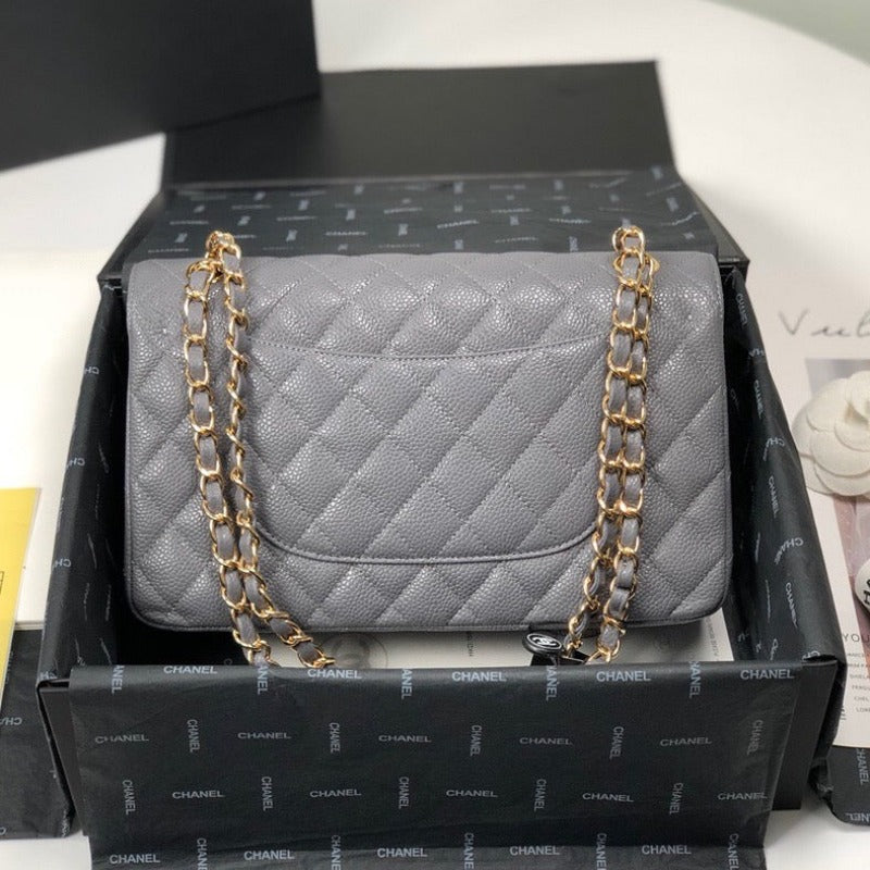 Caviar Classic Double Flap Bag Grey 25