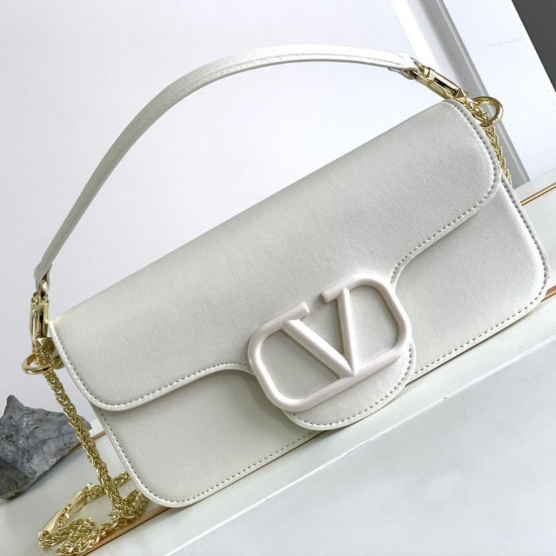 Vlogo Plaque Shoulder Bag White