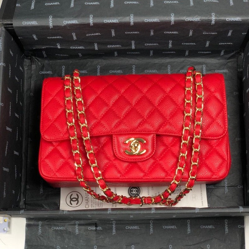 Caviar Jumbo Shoulder Bag Red 25