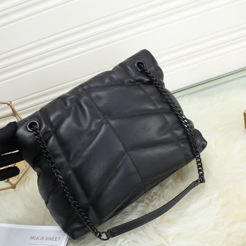 Large Loulou Puffer Shoulder Bag Black