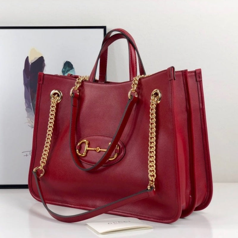 Horsebit Tote Bag Red