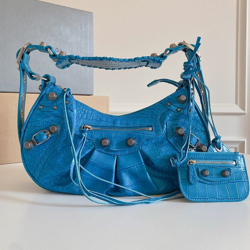 Le Cagole Small Bag Crocodile Blue