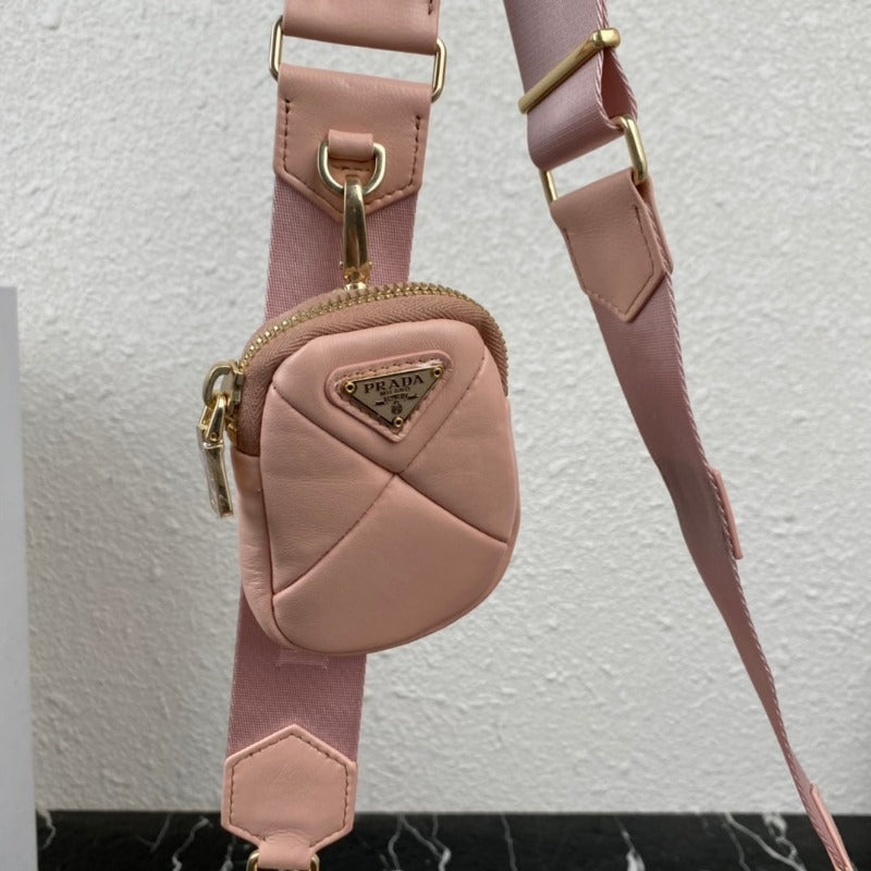 Nappa Quilted Patchwork System Shoulder Bag Pink