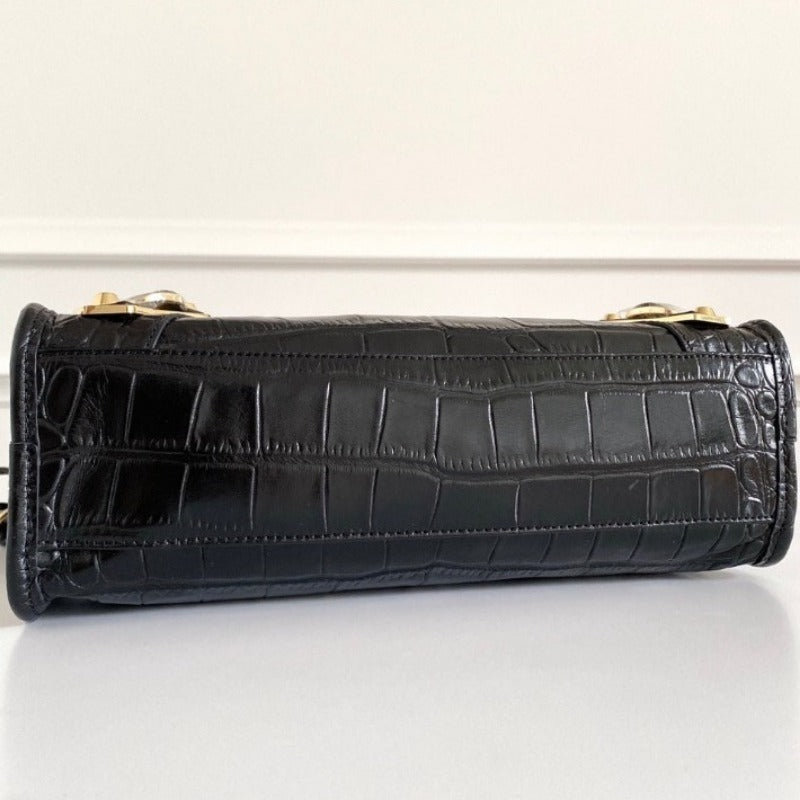 Mini City Crocodile Handbag Black