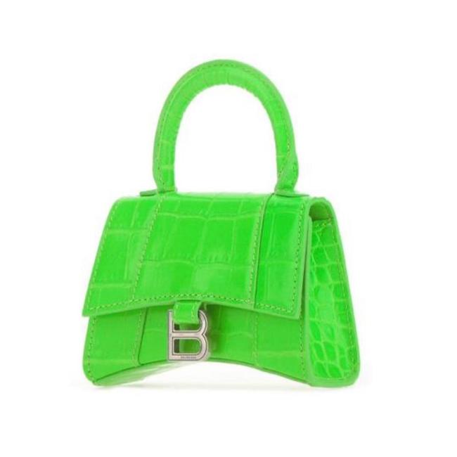 Handbag Crocodile Embossed Bright Green