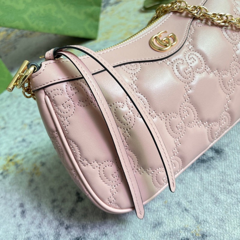 Leather GG Matelassé Shoulder Bag Pink