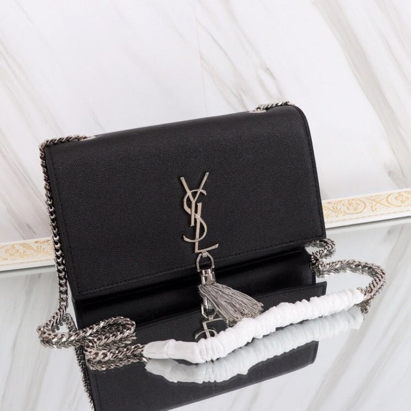 Medium Kate Tassel Bag With Chain Black