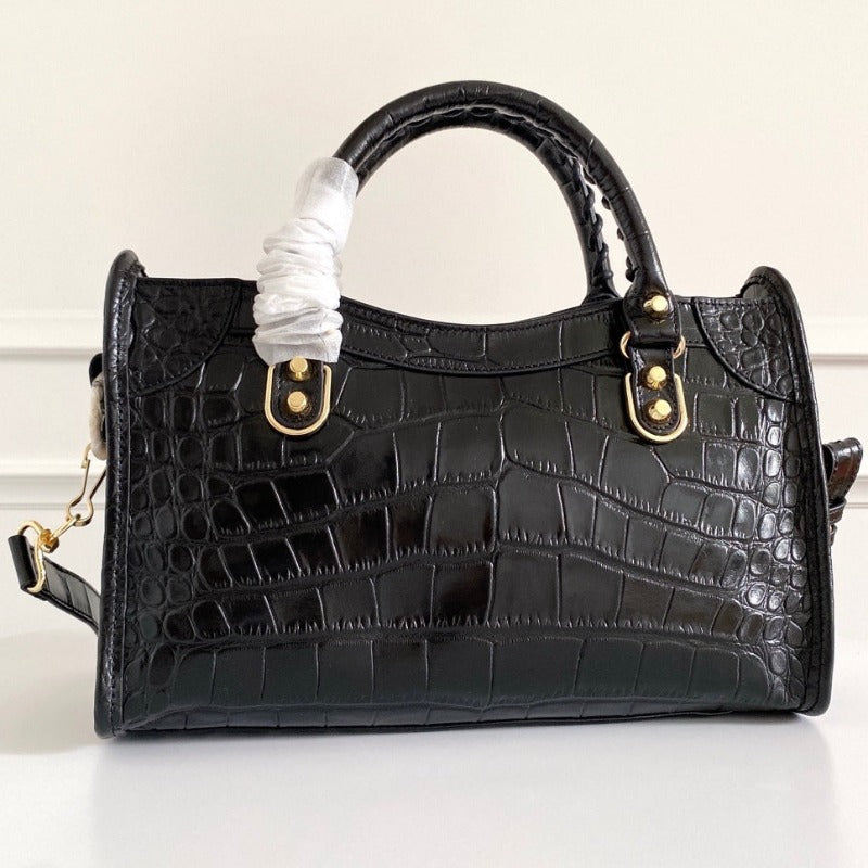 Mini City Crocodile Handbag Black