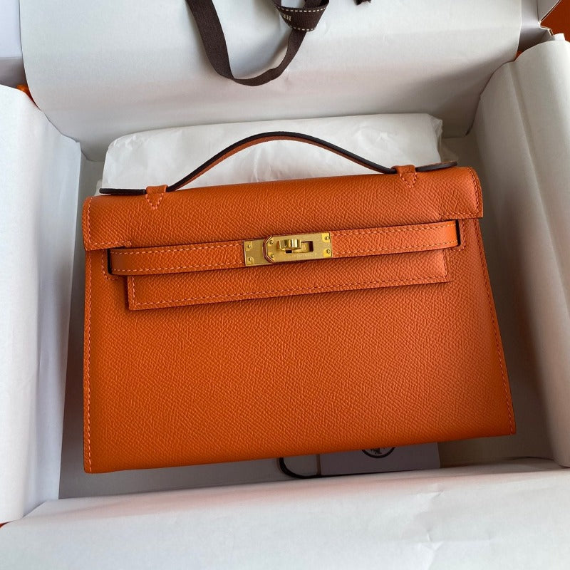 Kelly Pochette Handbag Orange