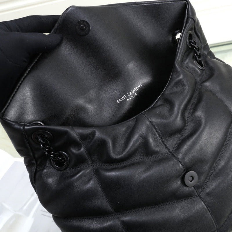 Large Loulou Puffer Shoulder Bag Black