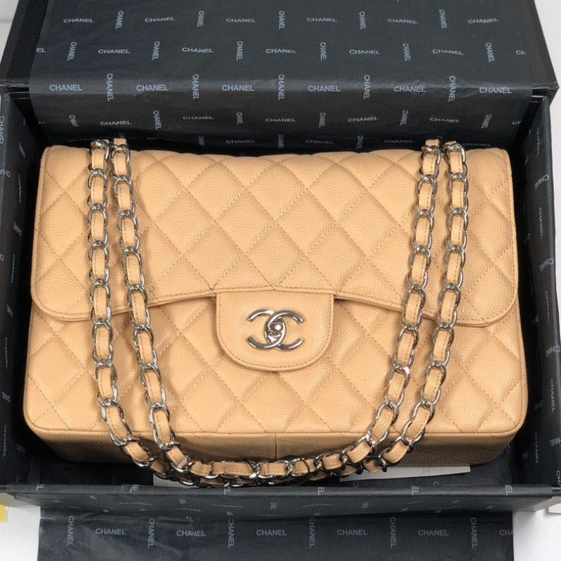 Caviar Jumbo Umhängetasche Beige 30 