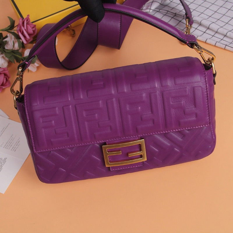 Baguette Nappa Shoulder Bag Lilac