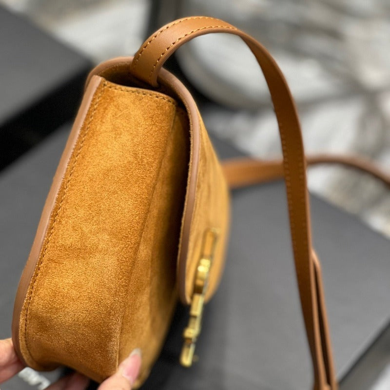 Kaia Small Suede Saddle Bag Camel