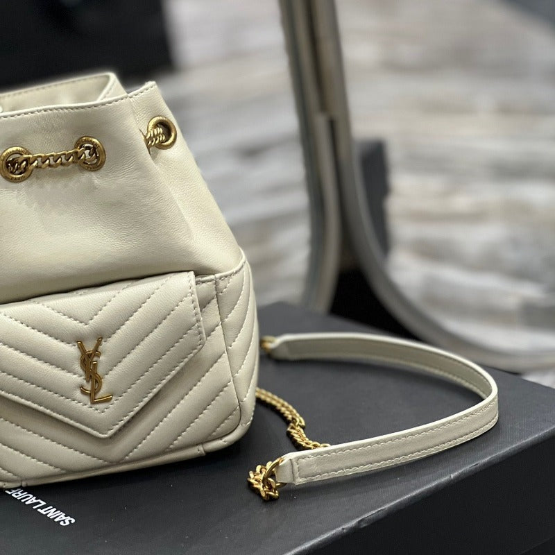 Joe Mini Leather Bucket Bag White