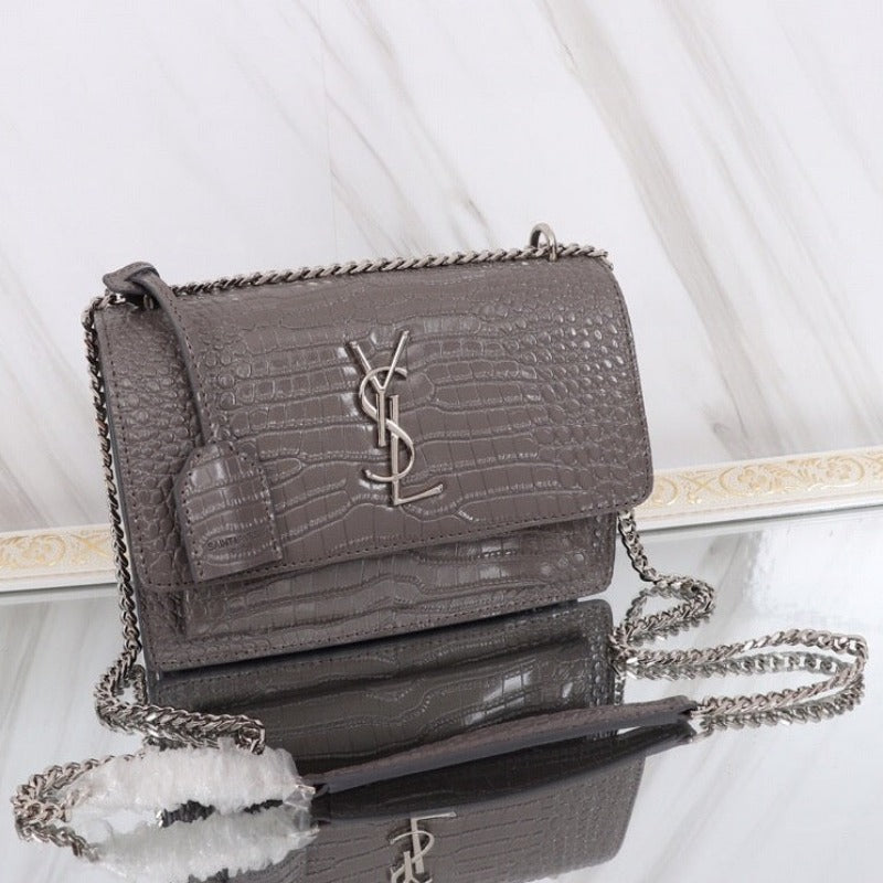 Sunset Shoulder Bag Grey Croc