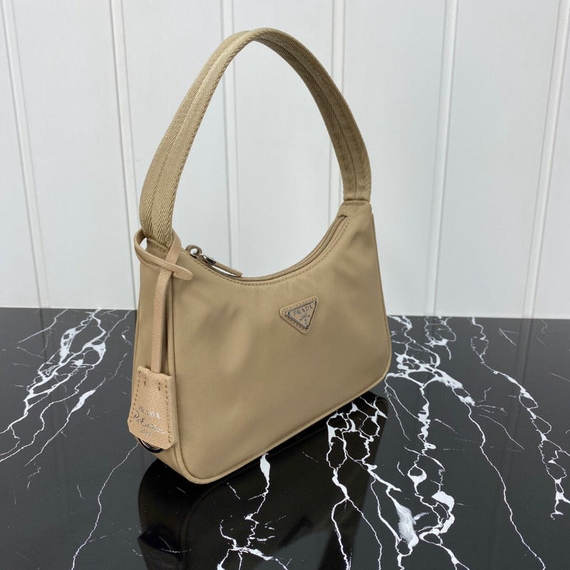 Vintage Nylon Hobo Bag Beige