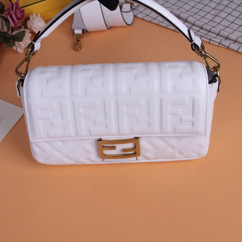 Baguette Nappa Shoulder Bag White