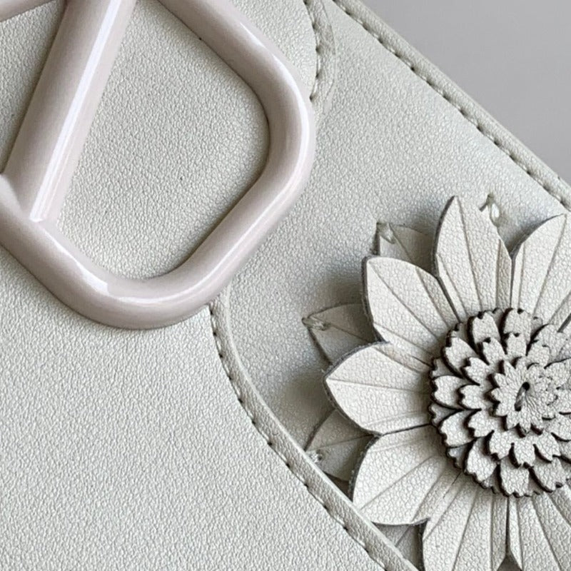 Loco Flower Applique Shoulder Bag Ivory