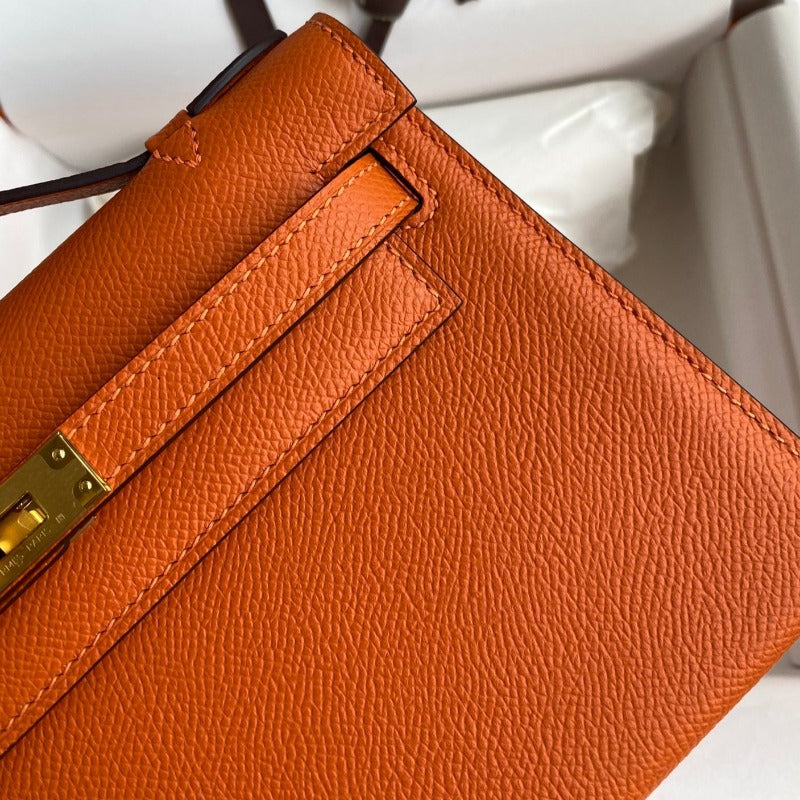 Kelly Pochette Handbag Orange