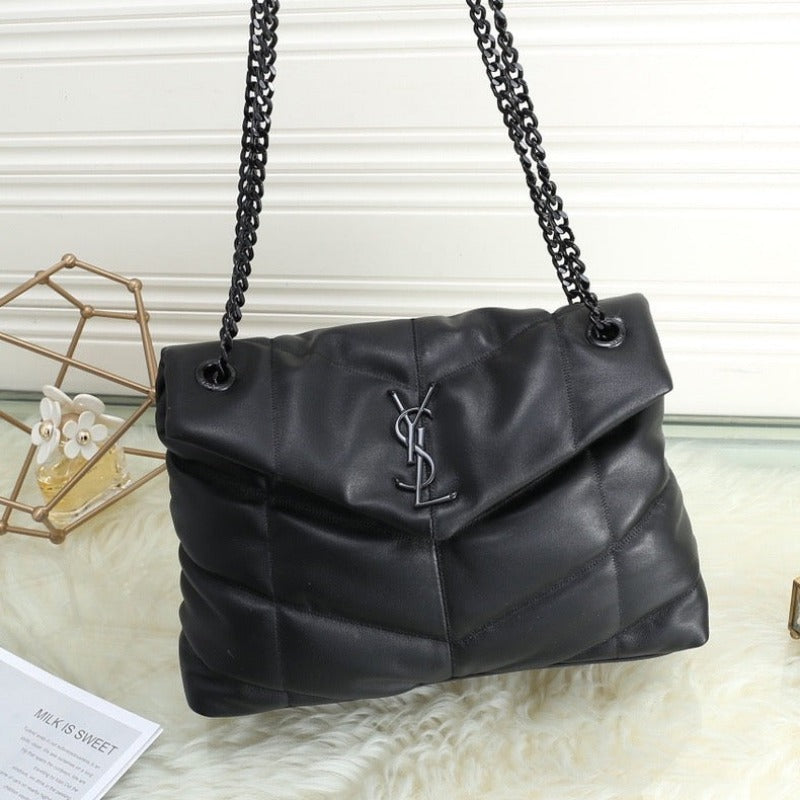 Large Loulou Puffer Shoulder Bag Black