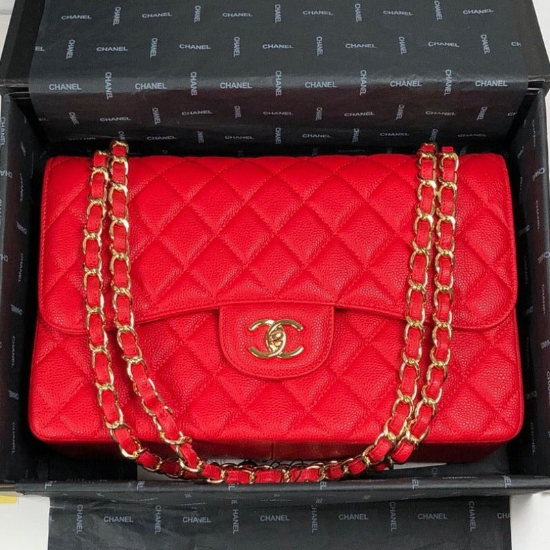 Caviar Jumbo Shoulder Bag Red 30