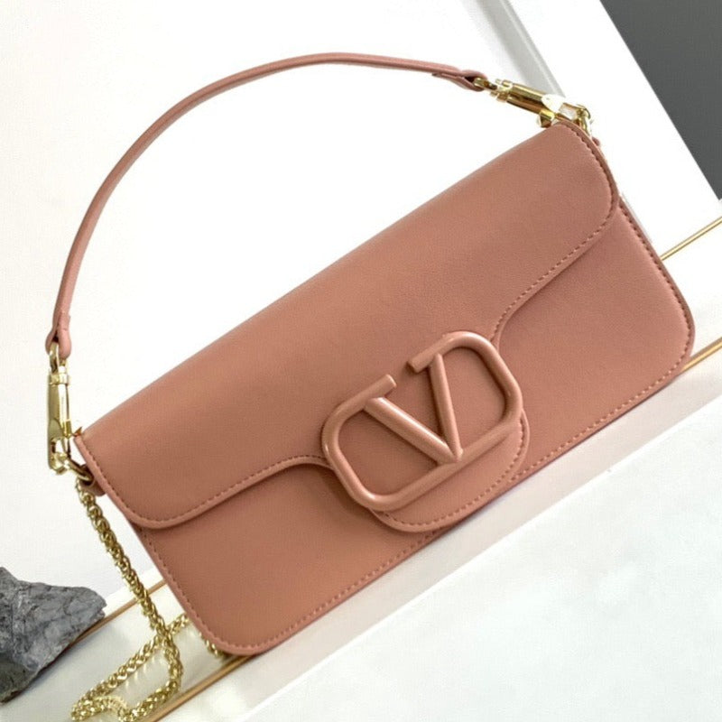 Vlogo Plaque Shoulder Bag Rose Beige