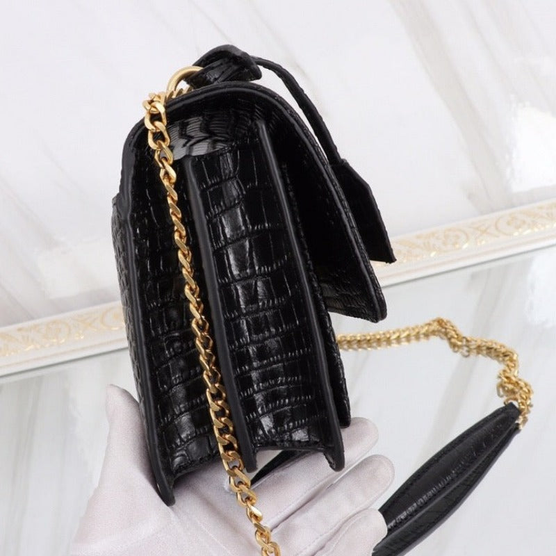 Sunset Shoulder Bag Black Croc