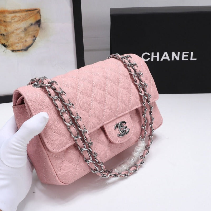 Caviar Classic Double Flap Bag Pink 25