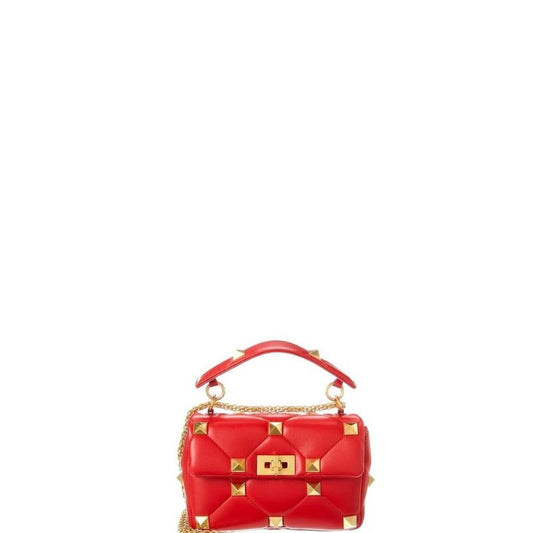 Rivet Shoulder Purses Bag With Chain Red