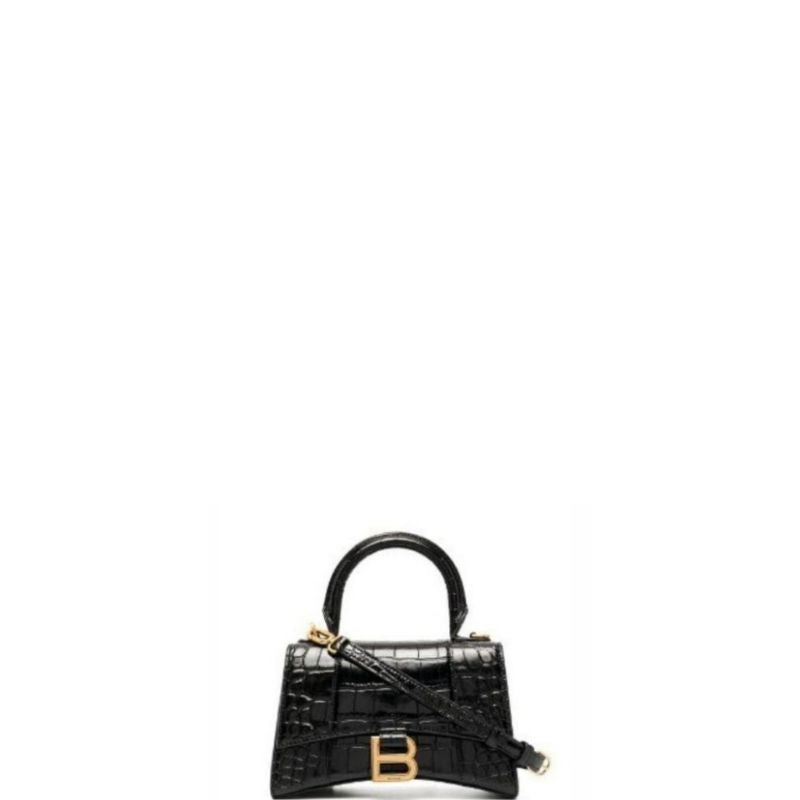 Handbag Crocodile Embossed Black