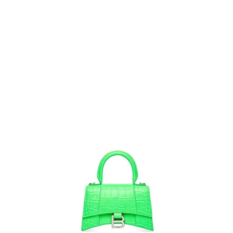 Handbag Crocodile Embossed Bright Green