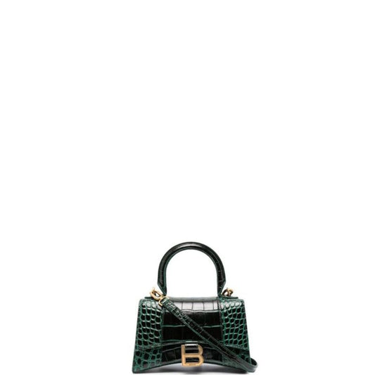 Handbag Crocodile Embossed Dark Green