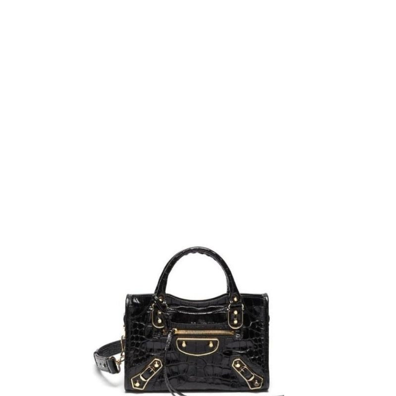 Mini City Crocodile Handbag Black