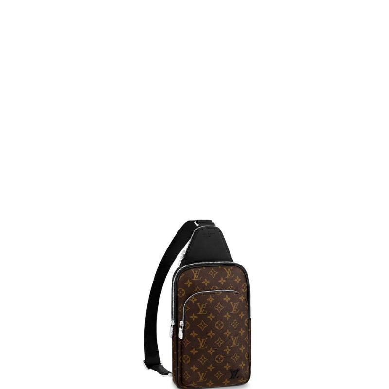 Canvas Leather Sling Bag Brown