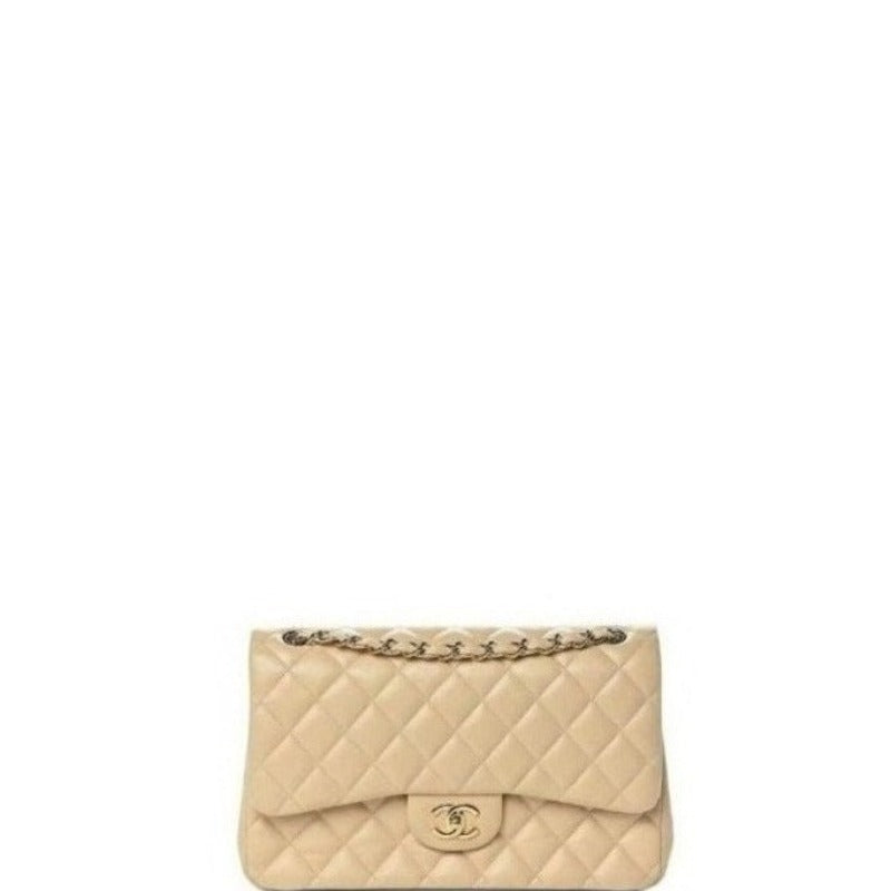 Lambskin Jumbo Shoulder Bag Beige 30