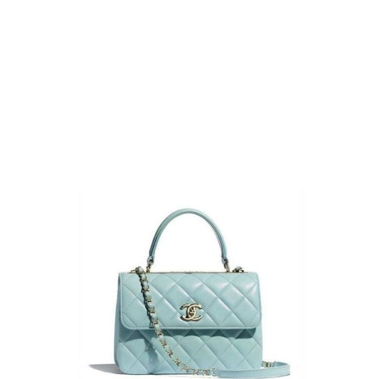 Flap Bag With Top Handle Light Blue