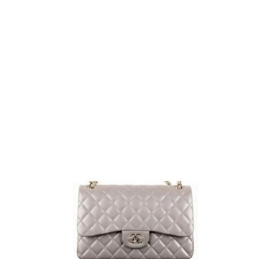 Lambskin Classic Double Flap Bag Grey 30