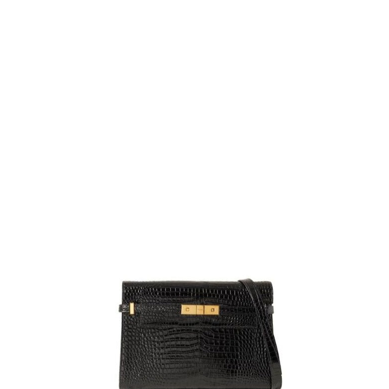 MANHATTAN SHOULDER BAG IN BOX BLACK CROC