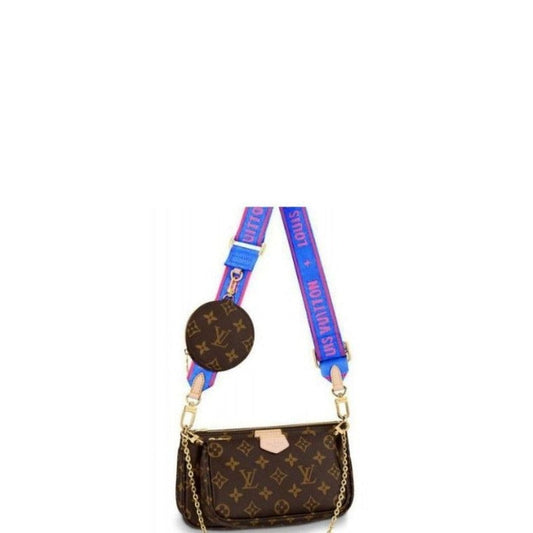 Monogram Multi Pochette Crossbody Bag With A Blue Shoulder Strap