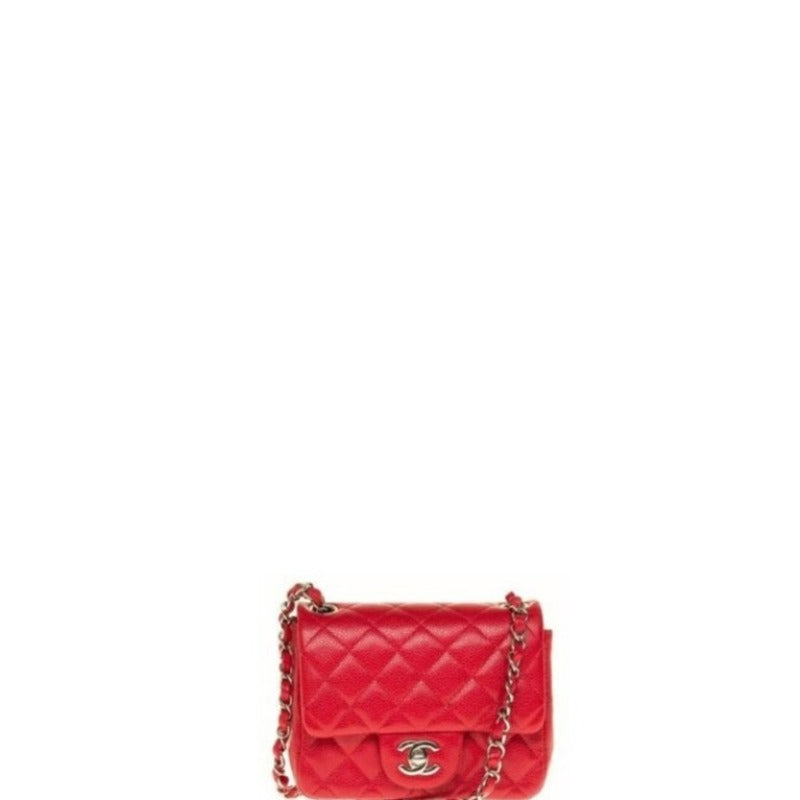 Caviar Mini Square Flap Bag Red