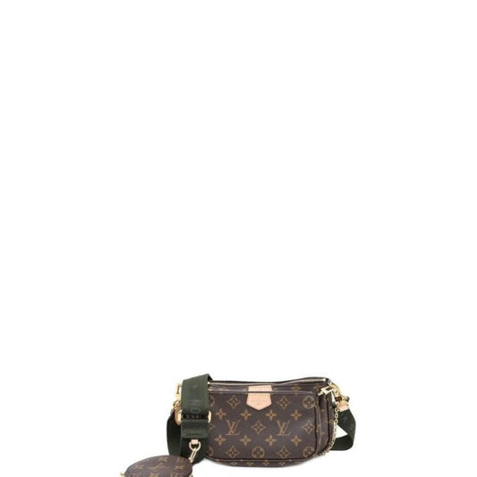 Monogram Multi Pochette Crossbody Bag With A Green Shoulder Strap