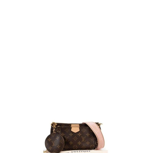 Monogram Multi Pochette Crossbody Bag With A Pink Shoulder Strap